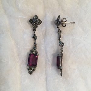 Purple drop earrings